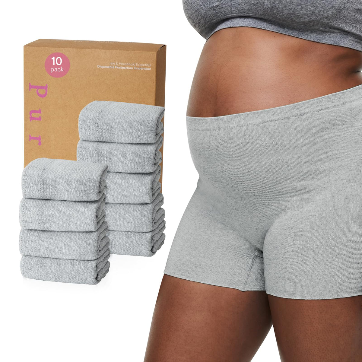 Purcomfy Postpartum for Women's, High Waisted, Grey, 10 Pcs Panties