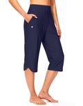 G Gradual Women's 18'' Swim Capri Pants with Pockets(Navy,3XL)
