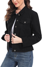 Miss Moly Women's Denim Jacket Classic Button Up Jean Black 2xl