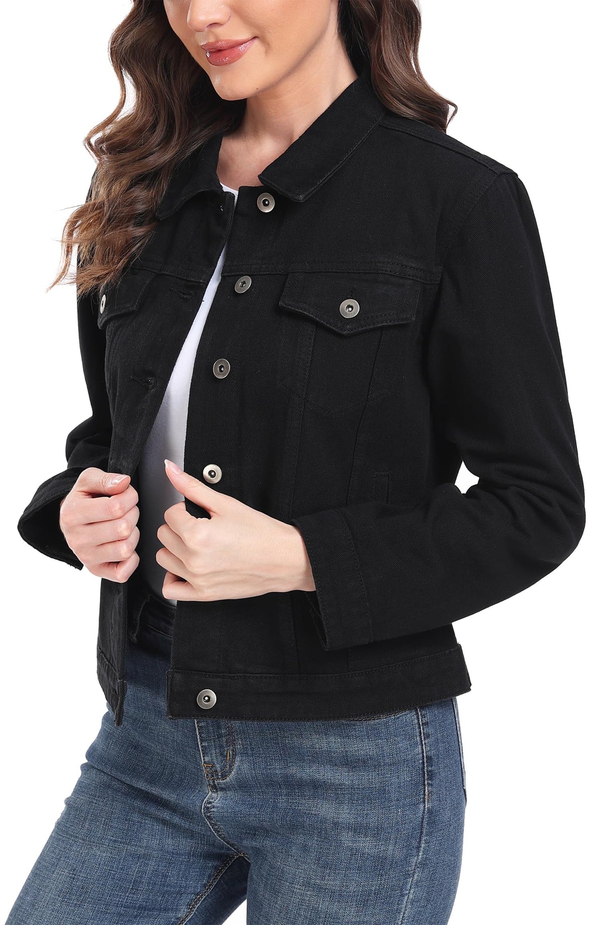 Miss Moly Women's Denim Jacket Classic Button Up Jean Black 2xl