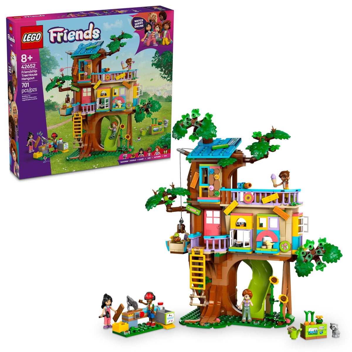 LEGO Friends Friendship Tree House Hangout - Building Toy Playset for Kids, Girls and Boys, Ages 8+ - Pretend Play Gift Idea for Birthdays - with 4 Minidolls and 2 Animal Figures - 42652