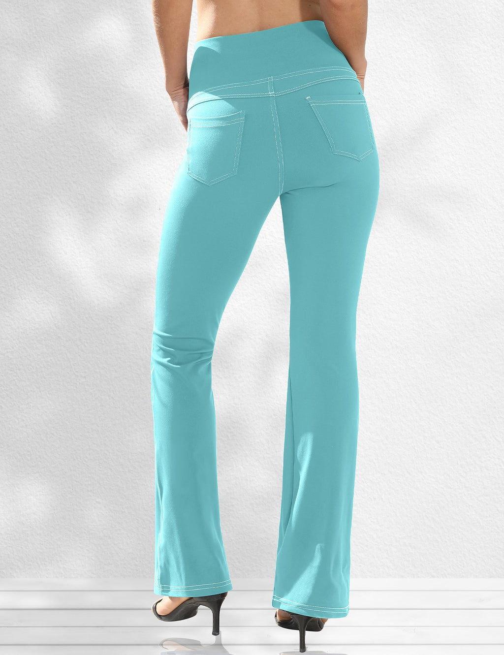 Vooveeya Women's Bootcut Leggings Bootleg Yoga Pants Flare - Turquoise