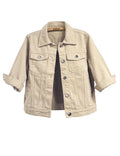 Unilexi Women's 3/4 Sleeve Colored Cropped Denim Jacket Light Wash Short Jean Trucker Coat(0098-khaki-xs)