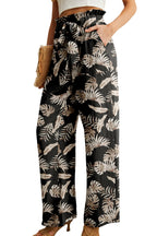 Iwollence Women Plus Size Palazzo Pants - 35 Black Palm Leaf