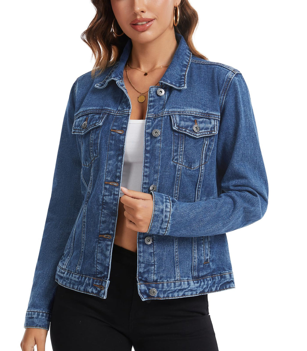 Miss Moly Women's Denim Jacket Classic Button Up Jean Blue 4 XL