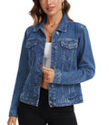 Miss Moly Women's Denim Jacket Classic Button Up Jean Blue 4 XL