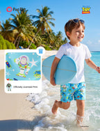 Disney Toy Story Buzz Lightyear Toddler Boys Rash Guard Swim Trunks Compression Liner Swim Shorts UPF 50+Swimming Trunks Surf Bathing Suit Kids Swimsuit Light Blue Swimwear Pool Board Shorts 3-4 Years