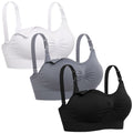 Lataly Women's Seamless Sleeping Bralette for Breastfeeding Color Black White Grey Size M Nursing Bra