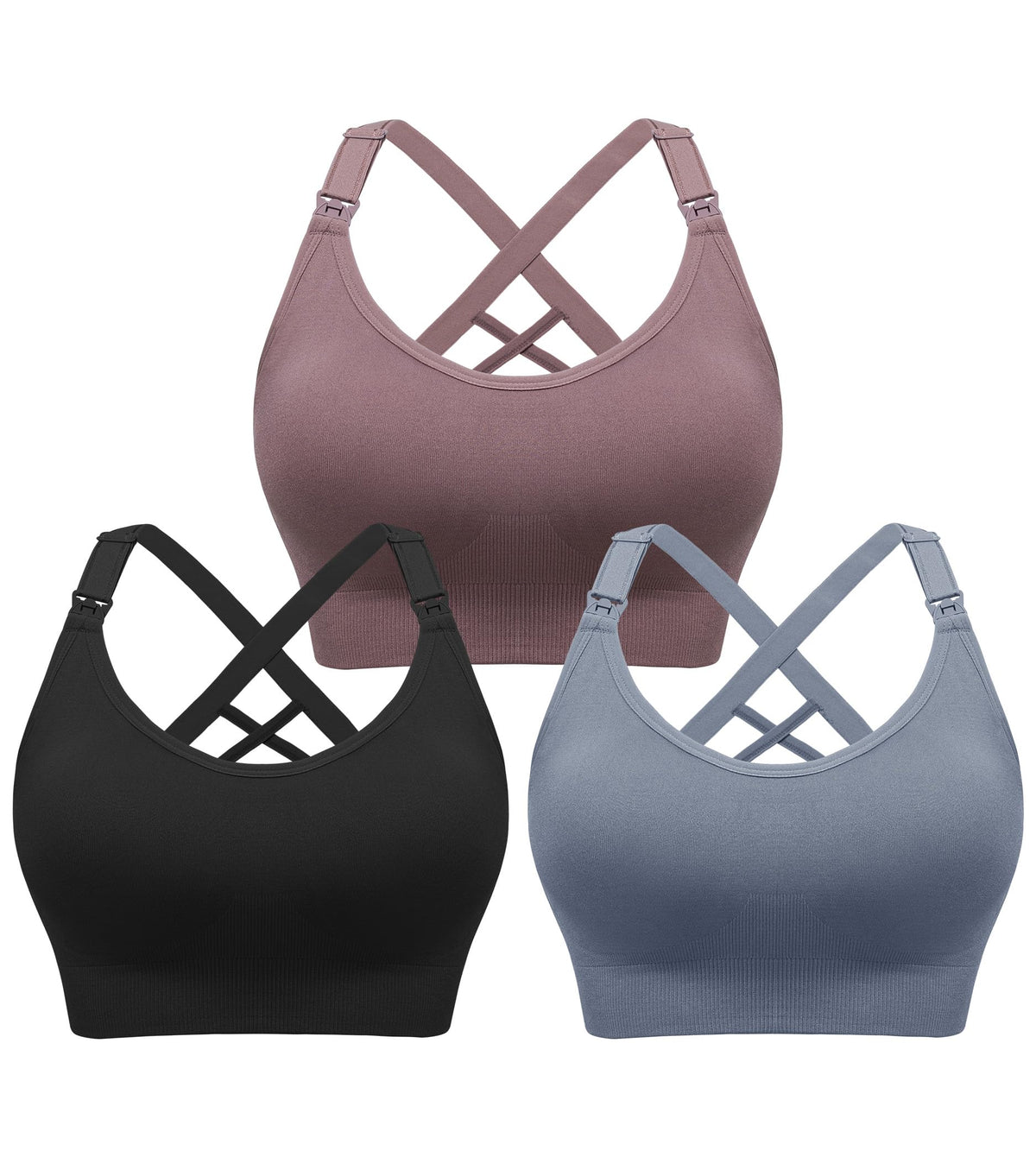 Women's Angelhood 3 Pack for Breastfeeding, Seamless Sports Low-impact Support Yoga for Pregnancy, X-large Nursing Bra
