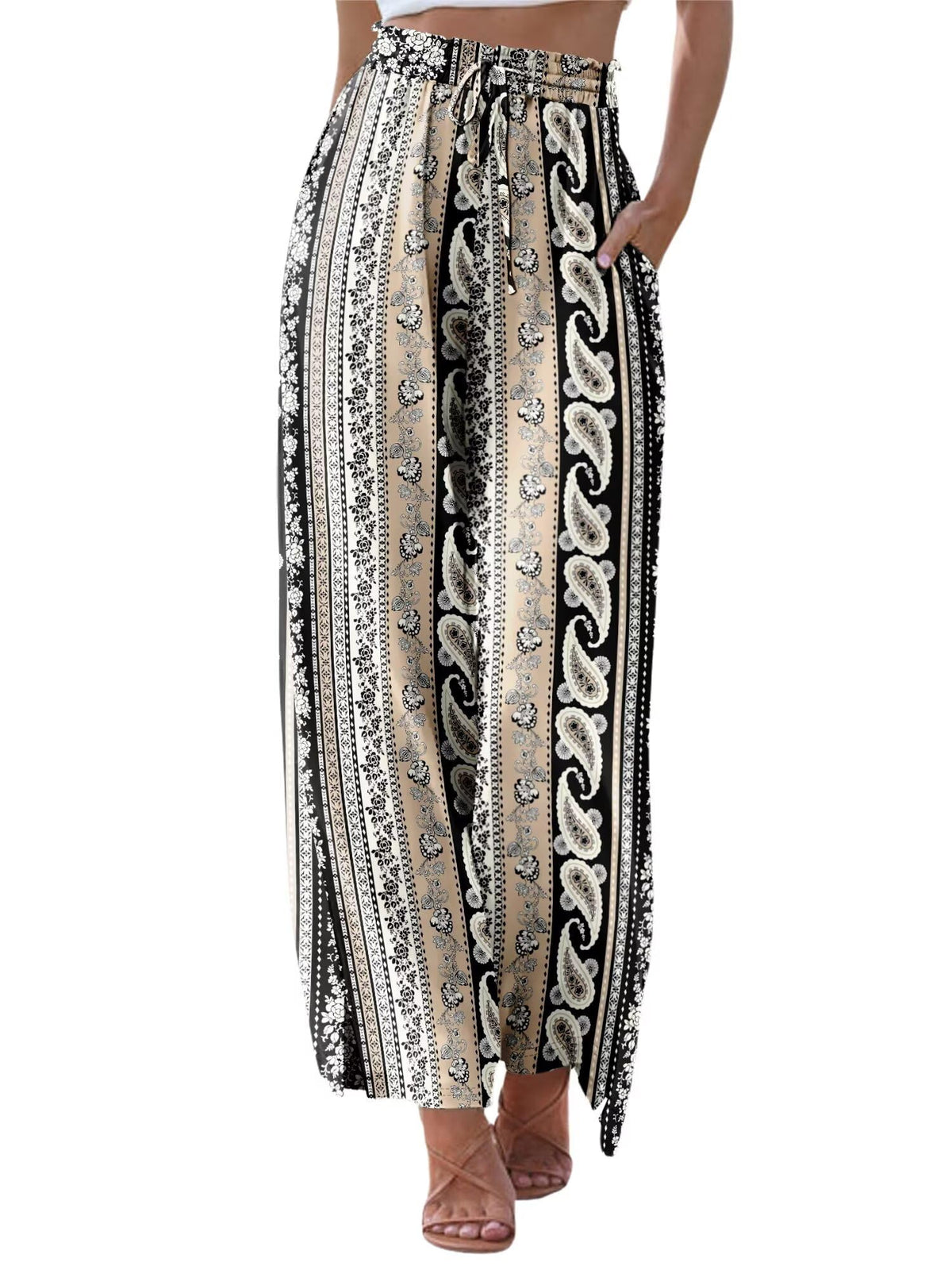 Kissmoda Women's Palazzo Lounge Pants Loose Wide-Leg - A2 National Ash