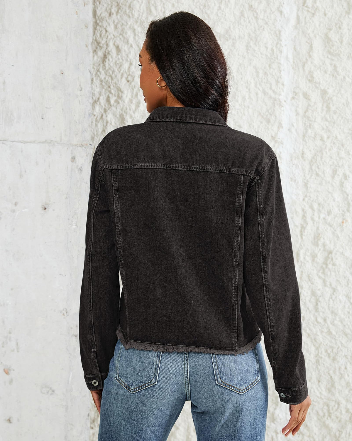 Vetinee Womans Jacket Distressed Denim Light Weight Jackets For Women Casual Graphite Black Xx-large Fits Size 20 / 22