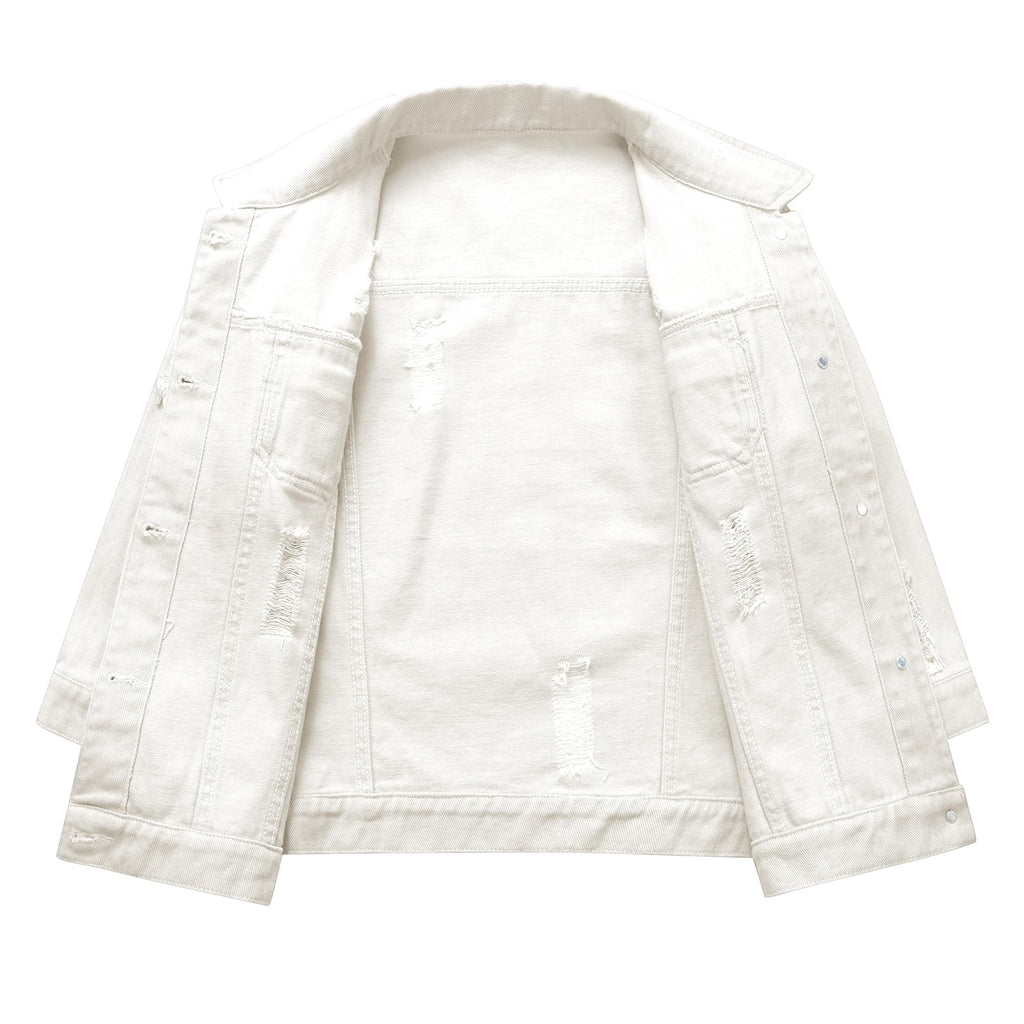Hixiaohe Spring Summer Jean Jacket For Women Trendy Half Sleeve Button Down Short Denim Retro Cropped Trucker Coat - Beige