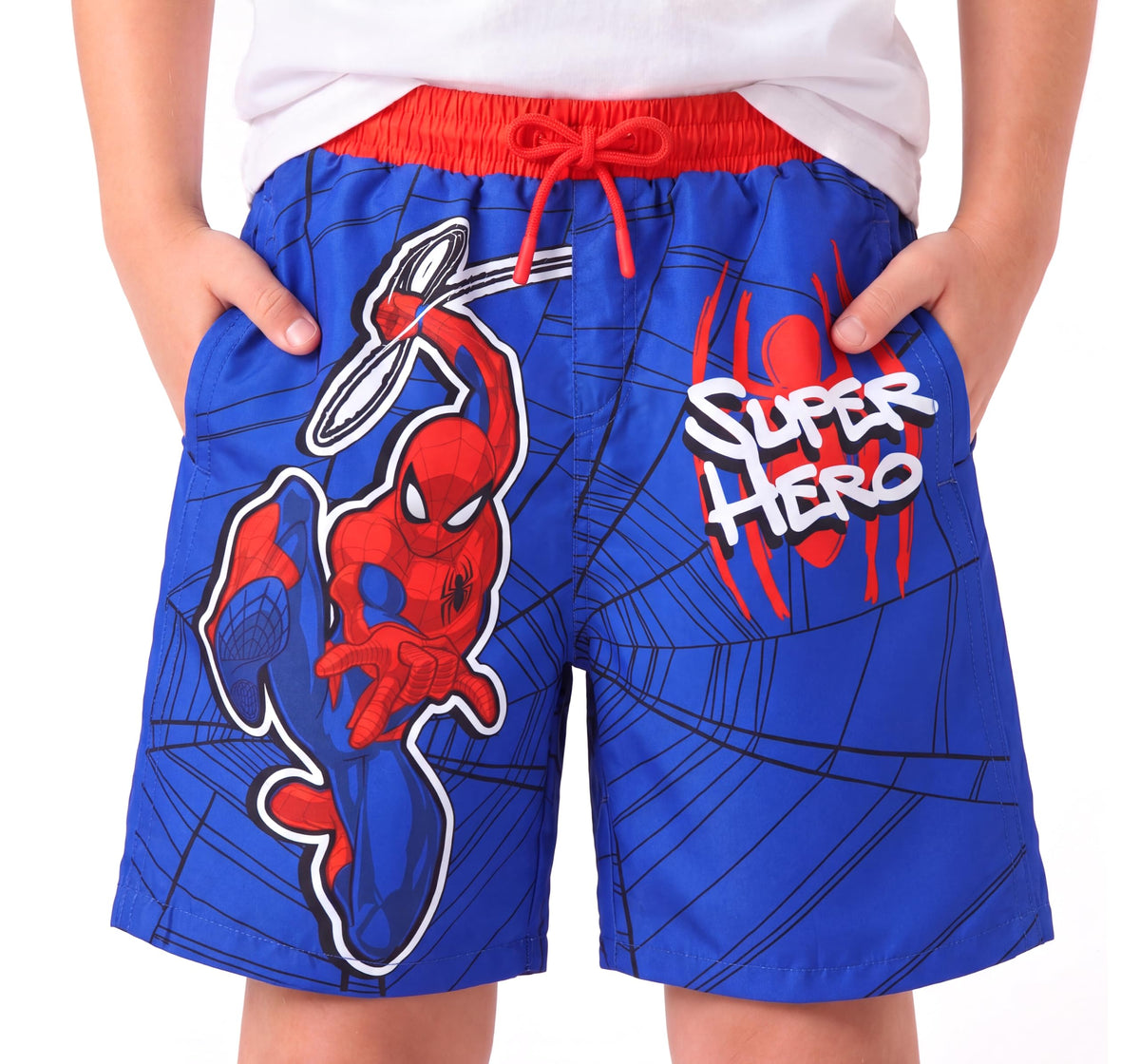 Disney Swimsuit Marvel Bathing Suit Boy Swim Short Spiderman Toddler Boys UPF 50+ Rash Guard Swim Trunks Compression Liner Pocket Swimming Trunk Blue Board Short Surf Swimwear Beach Clothes 4-5 Years