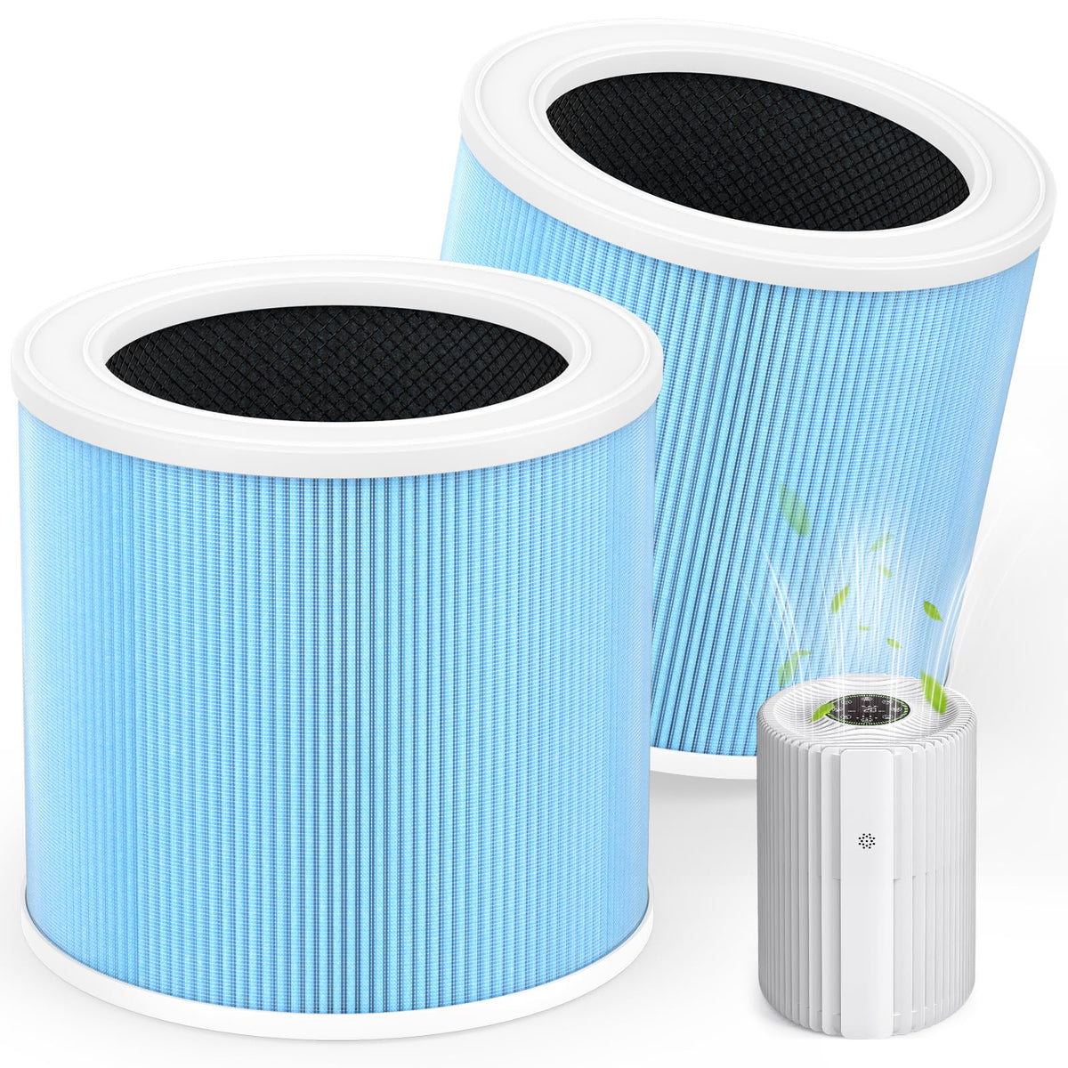 2 Pack DH-JHD07 Air Filter Replacement | Compatible with VOOPNU DH-JHD07 Purifier | 4-Layer Filtration | Standard Version (Blue)