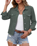 Luvamia Summer Jacket Distressed Denim Women Outfit Jeans For Fashion Army Green Small Fits Size 4 6