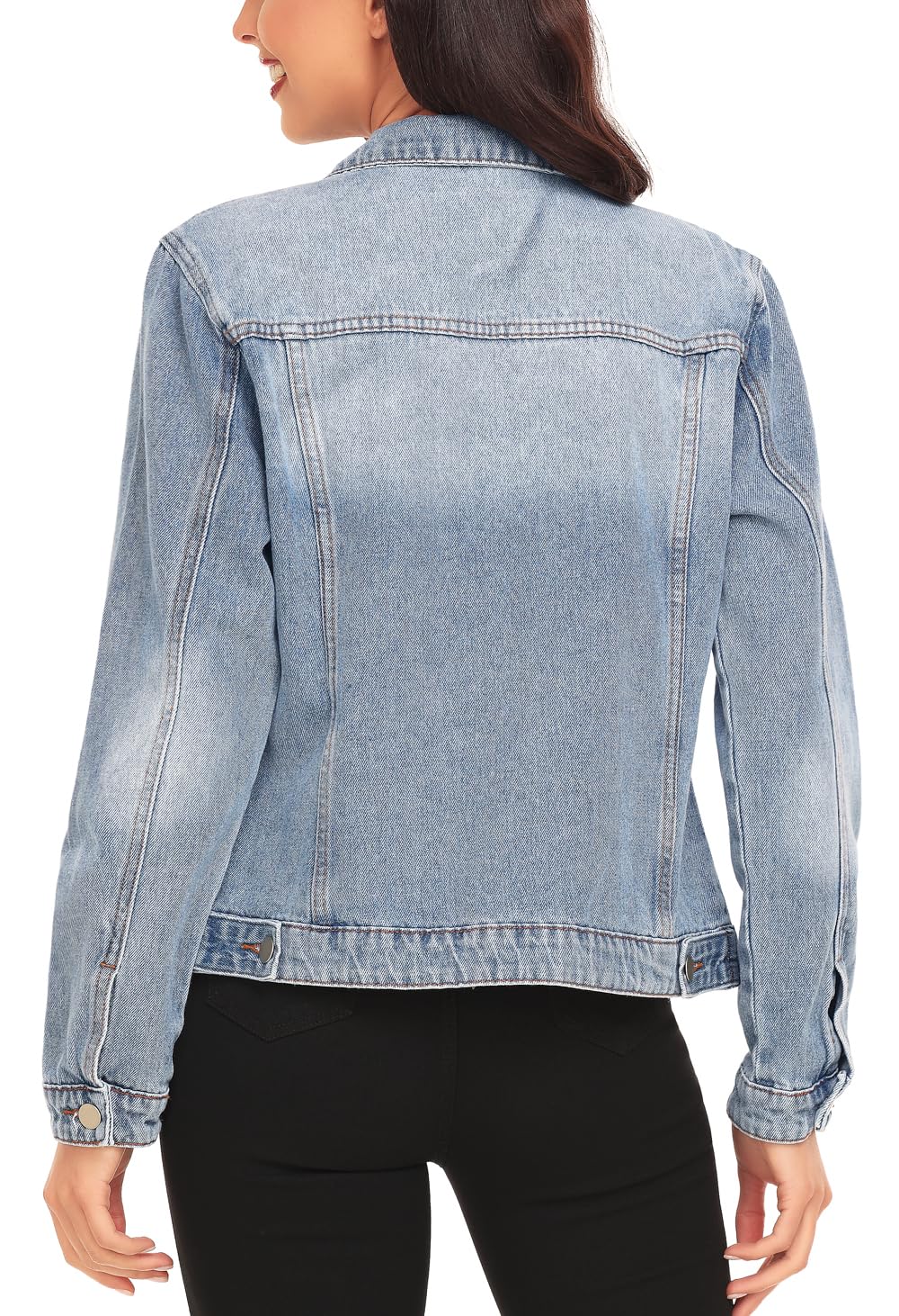 Miss Moly Women's Denim Jacket Classic Button Up Jean Retro Blue S