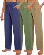 Huukeay 3 Pack Women's Lounge Pants Cozy Sweatpants Medium Mocha Pea