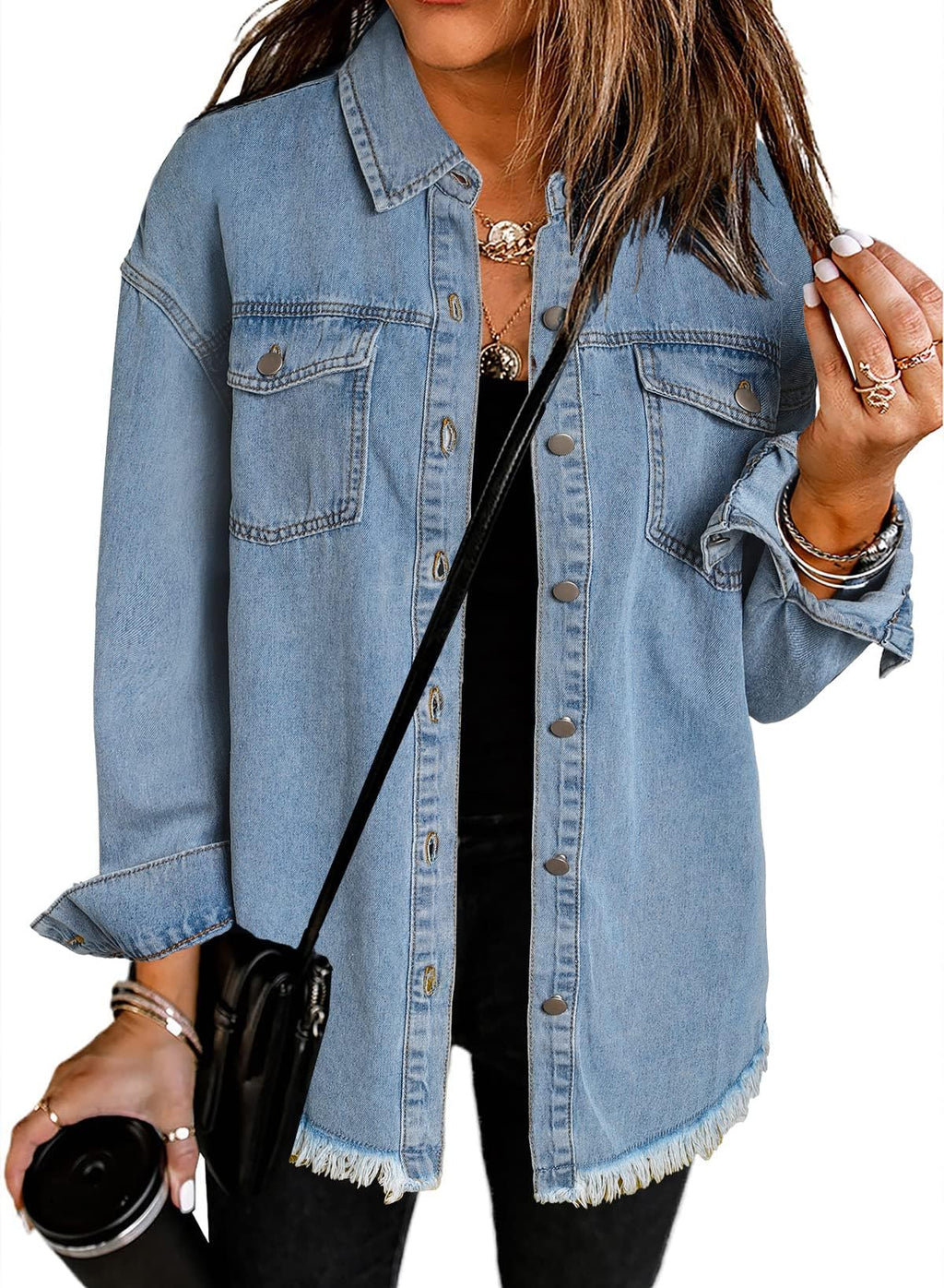 Dokotoo Country Concert Outfits For Women Jean Denim Jacket Light Blue 3xl - Sky