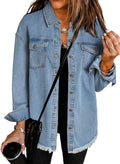 Dokotoo Jean Jacket Women Button Down Shirts Denim Light Blue 2xl - Sky