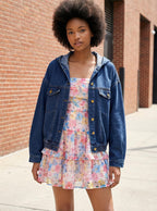 Deslimale Jean Jacket Women Hooded Denim Bomber (us 4-6) - Dark Indigo