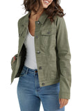 Wrangler Authentics Women's Stretch Denim Jacket, Olive, X-large