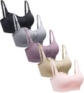 Suekaphin 5pack Wireless Nursing & Breastfeeding Women's's Maternity Sleeping Medium, Black/nude/purple/gray/softpink Bra