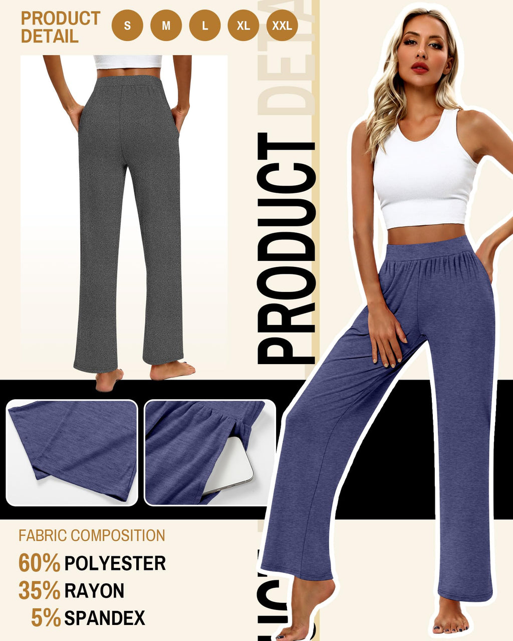 Huukeay 3 Pack Women's Lounge Pants Cozy Sweatpants Medium - Style 2