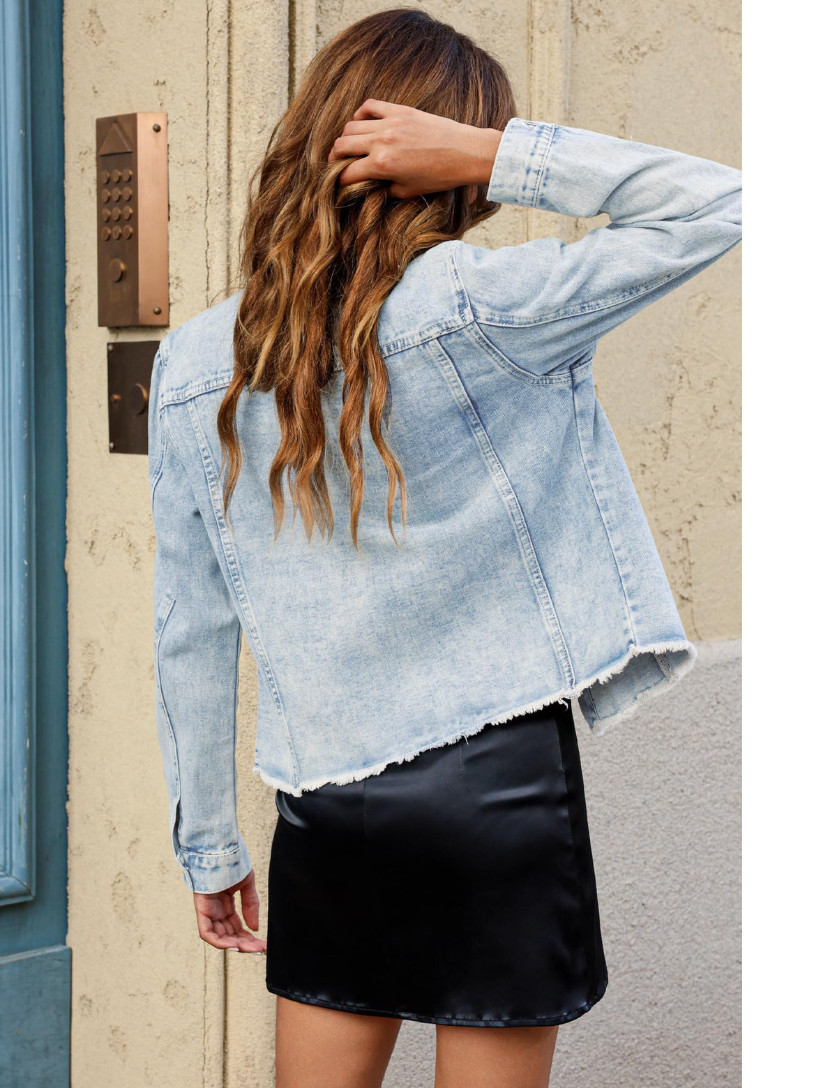 Luvamia Long Jean Jacket For Women's Fall Oversized Button Down Shirts Lightweight Denim Top Roadnight Blue Size Small Fits 4 6