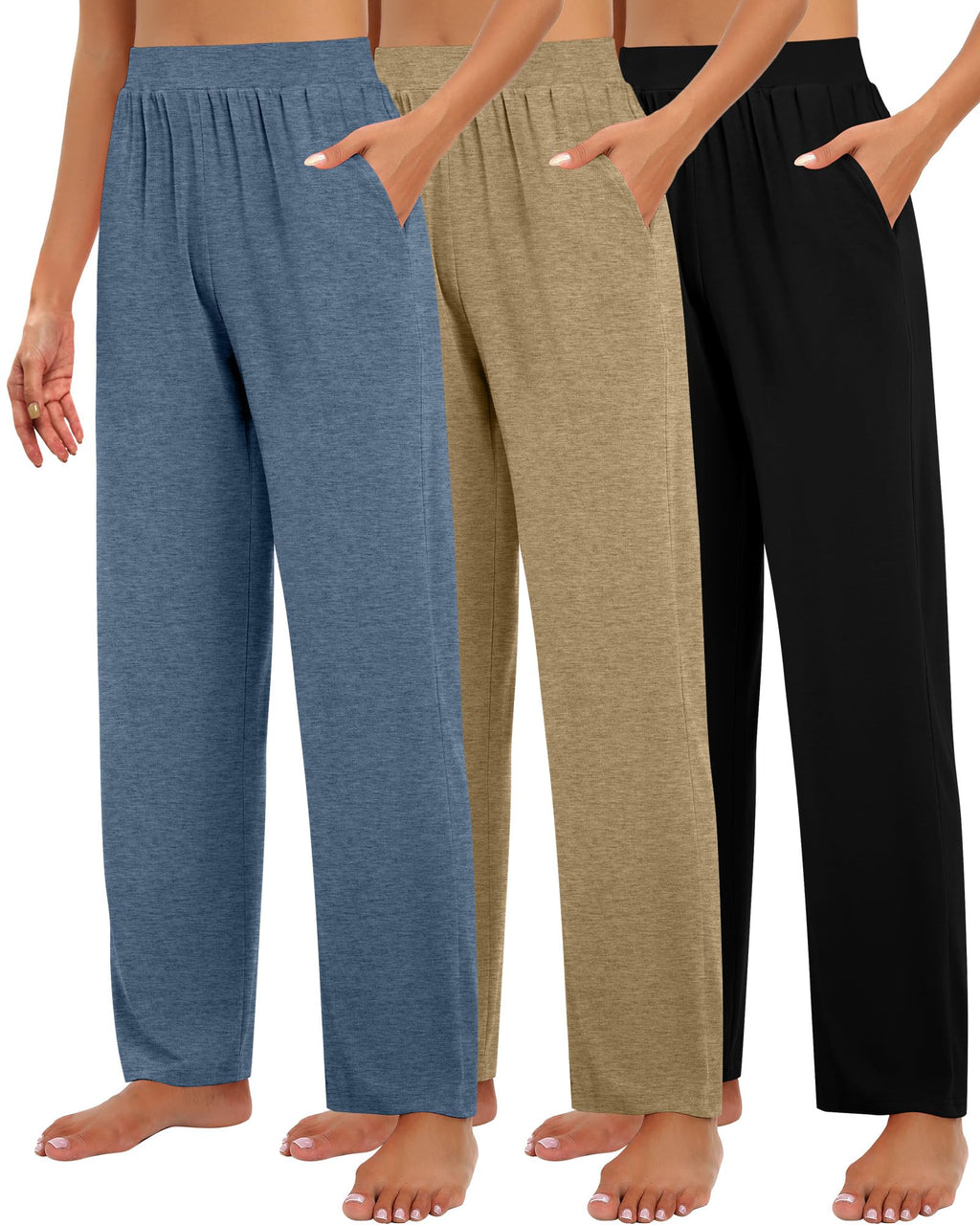 Huukeay 3 Pack Women's Lounge Pants Cozy Sweatpants Small Black Mocha