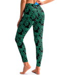 Swim Pants for Women Zipper Pocket UPF 50+ Leggings, Leaf, XXL
