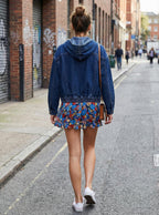 Deslimale Jean Jacket Women Hooded Denim Bomber (us 8-10) - Dark Indigo