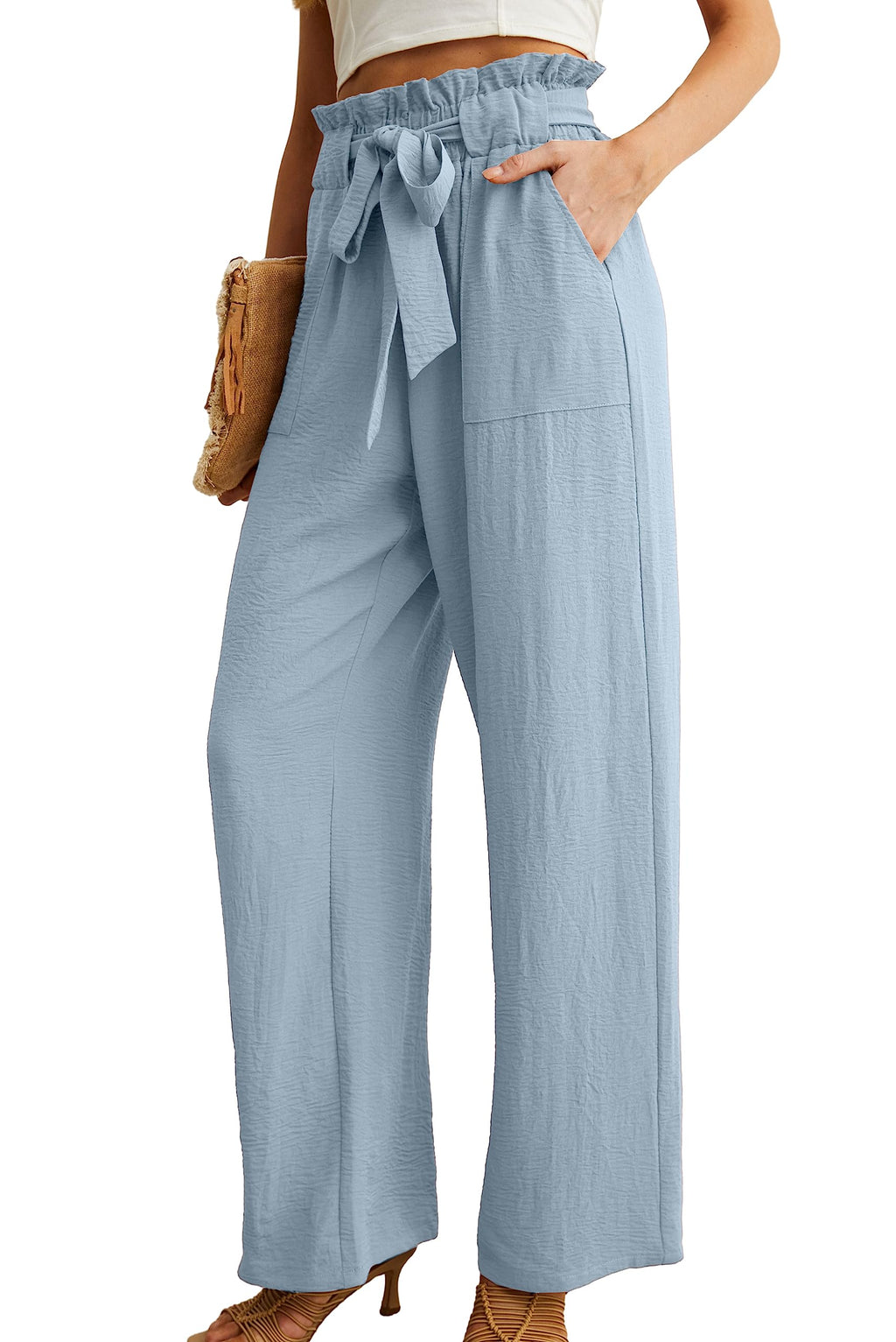 Iwollence Adjustable Knot Palazzo Pants For Women High-Waist - Size X-Small