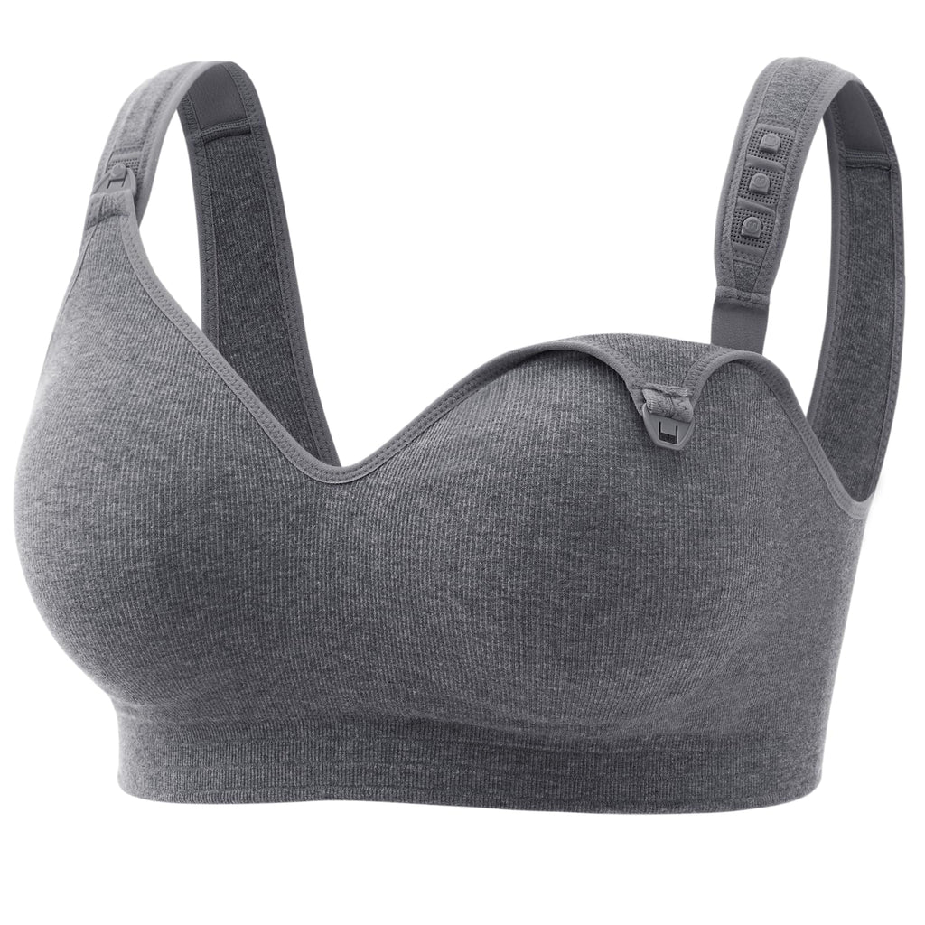 Women's Momcozy Busty U.s. Cotton for Breastfeeding Grey Nursing Bra
