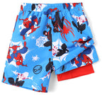 Disney Marvel Spiderman Little Boys Rash Guard Swim Trunks Compression Summer Swim Shorts Kids Swimsuit Blue Swimwear UPF 50+Swimming Trunk Surf Bathing Suit Pool Party Playwear Board Short 4-5 Years