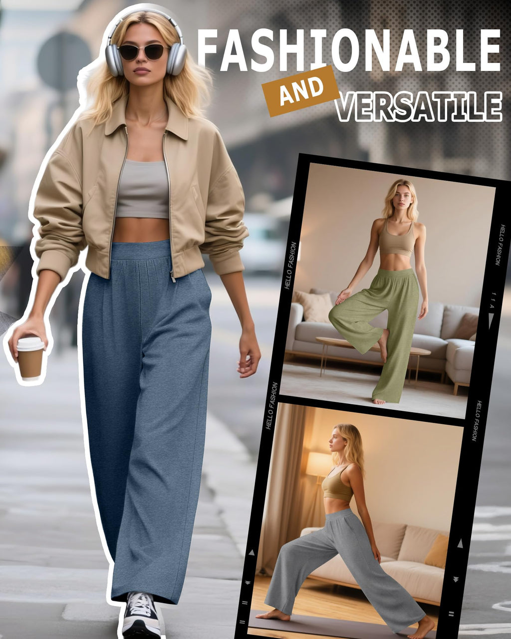Huukeay 3 Pack Women's Lounge Pants Cozy Sweatpants Large Light Gray