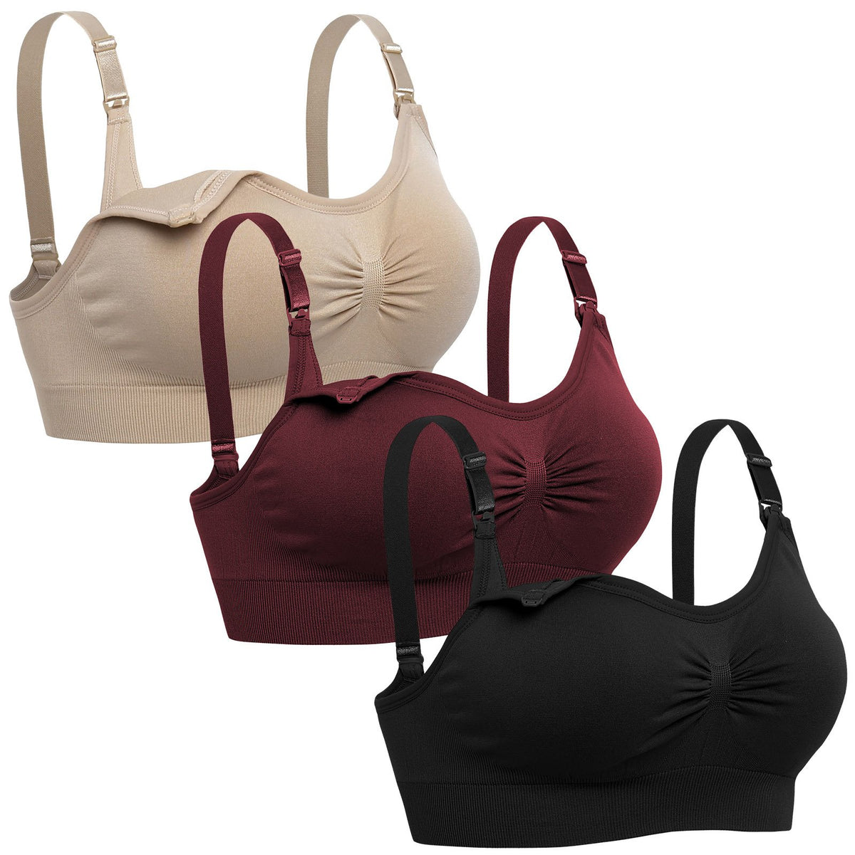 Lataly Women's Seamless Sleeping Bralette for Breastfeeding Color Black Beige Red Size Xl Nursing Bra