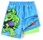 Disney Marvel Avengers Hulk Toddler Boys Rash Guard Swim Trunks Compression Liner Summer Swim Shorts UPF 50+Swimming Trunks Surf Bathing Suit Kids Swimsuit Blue Swimwear Pool Board Shorts 3-4 Years