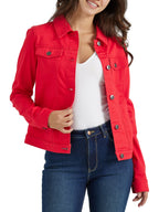 Wrangler Authentics Women's Stretch Denim Jacket, Red, X-small