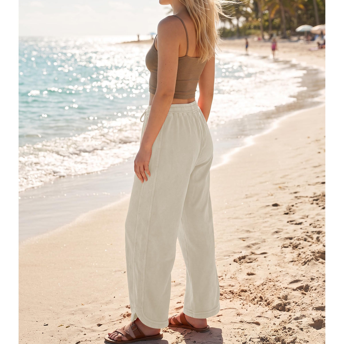 Hixiaohe Women's Casual Wide-Leg Sweatpants High-Waist - Style 3