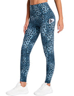 The Gym People Women's Thick High-Waist Yoga - Light Blue Leopard