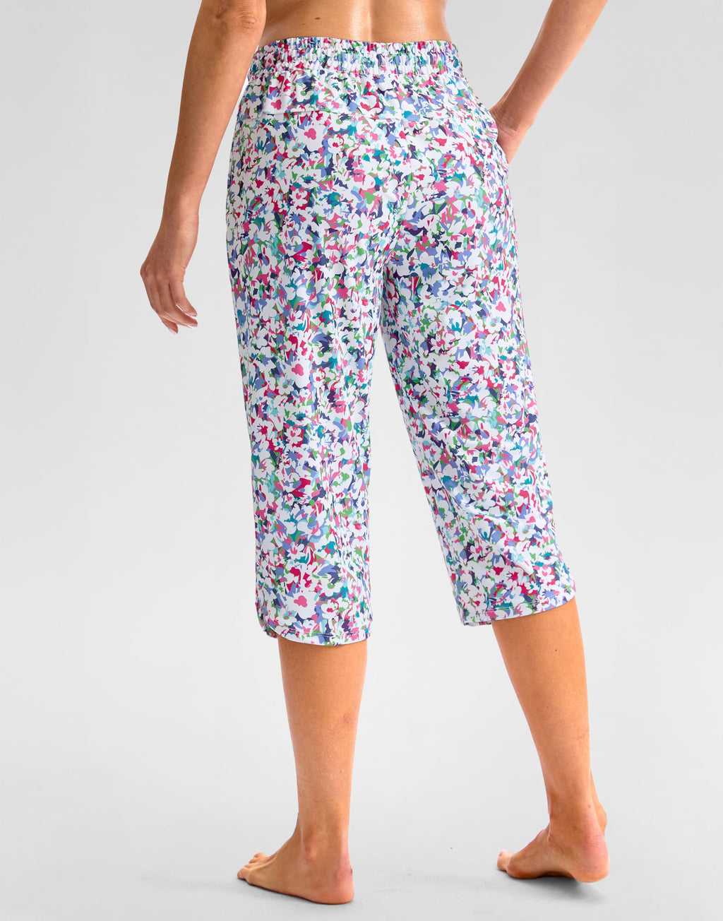 Viodia Women's 18" Plus-Size Modest Swim Capris Pants Abstract Floral
