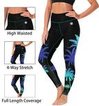 Aobute Uv Leggings For Women Elastic Waist Rash Guard Pants Hawaiian