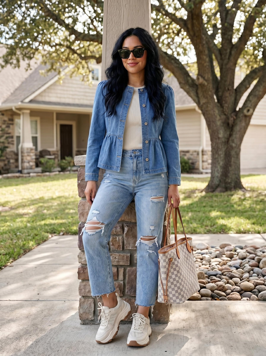 Dokotoo Cropped Jean Jacket Women Fashion Spring Summer Button Down Long Sleeve Cinched Waist Crop Denim Jackets For Rodeo Western Country