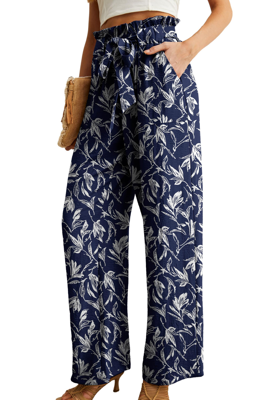 Iwollence Adjustable Knot High-Waist Wide-Leg Palazzo Pants Women