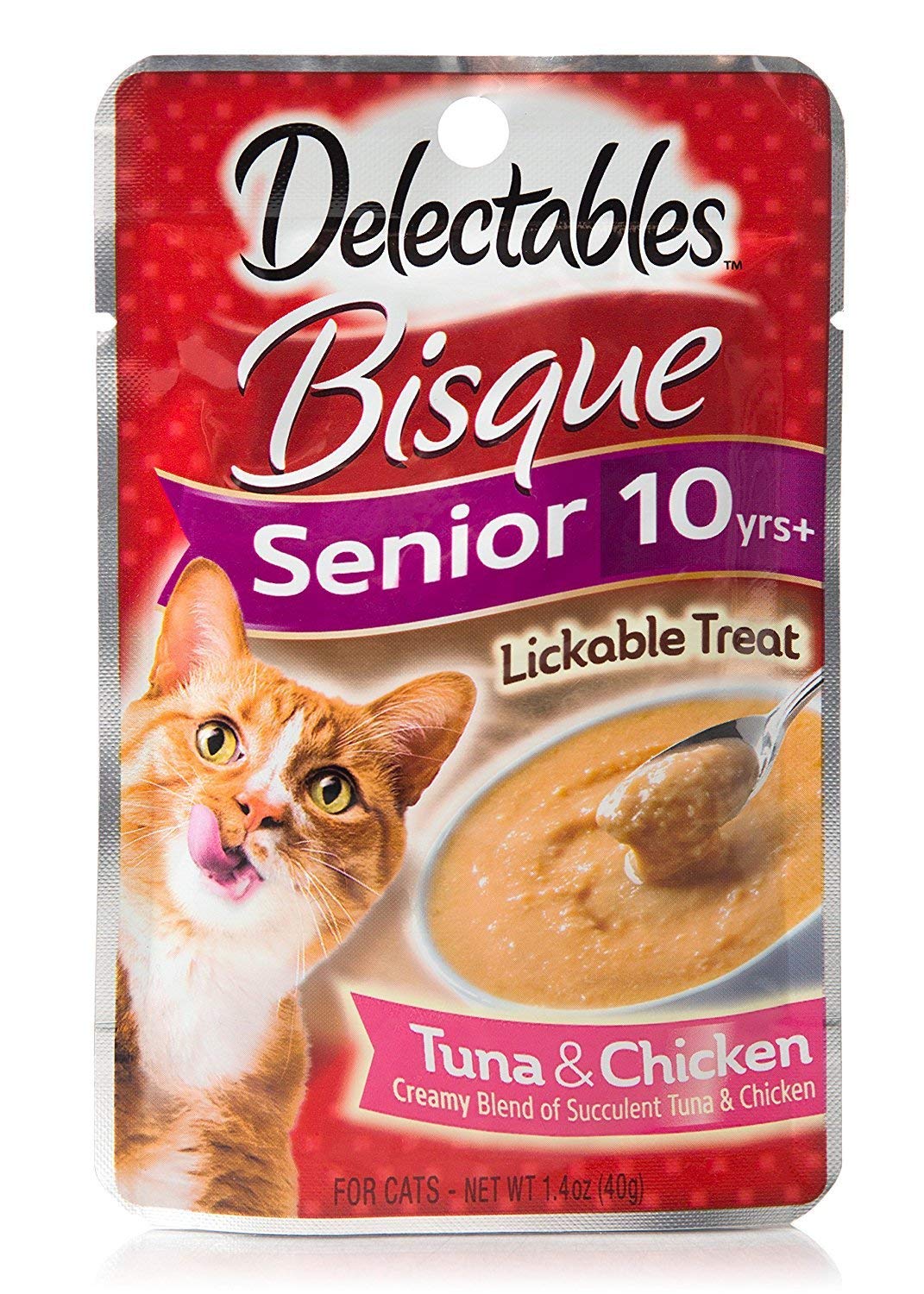 "Hartz Delectables Senior Bisque Lickable Cat Treats - Tuna/Chicken 4 Pouches"