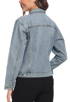 Miss Moly Women's Denim Jacket Classic Button Up Jean Grey Blue M