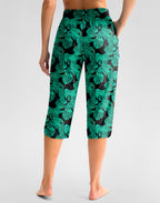 Viodia Women's 18" Modest Swim Capris Pants With Pockets Leaf Xl