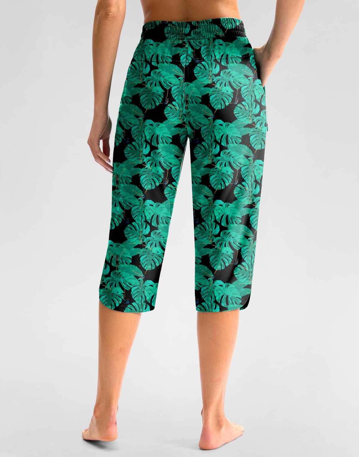 Viodia Women's 18" Modest Swim Capris Pants With Pockets Leaf Xl