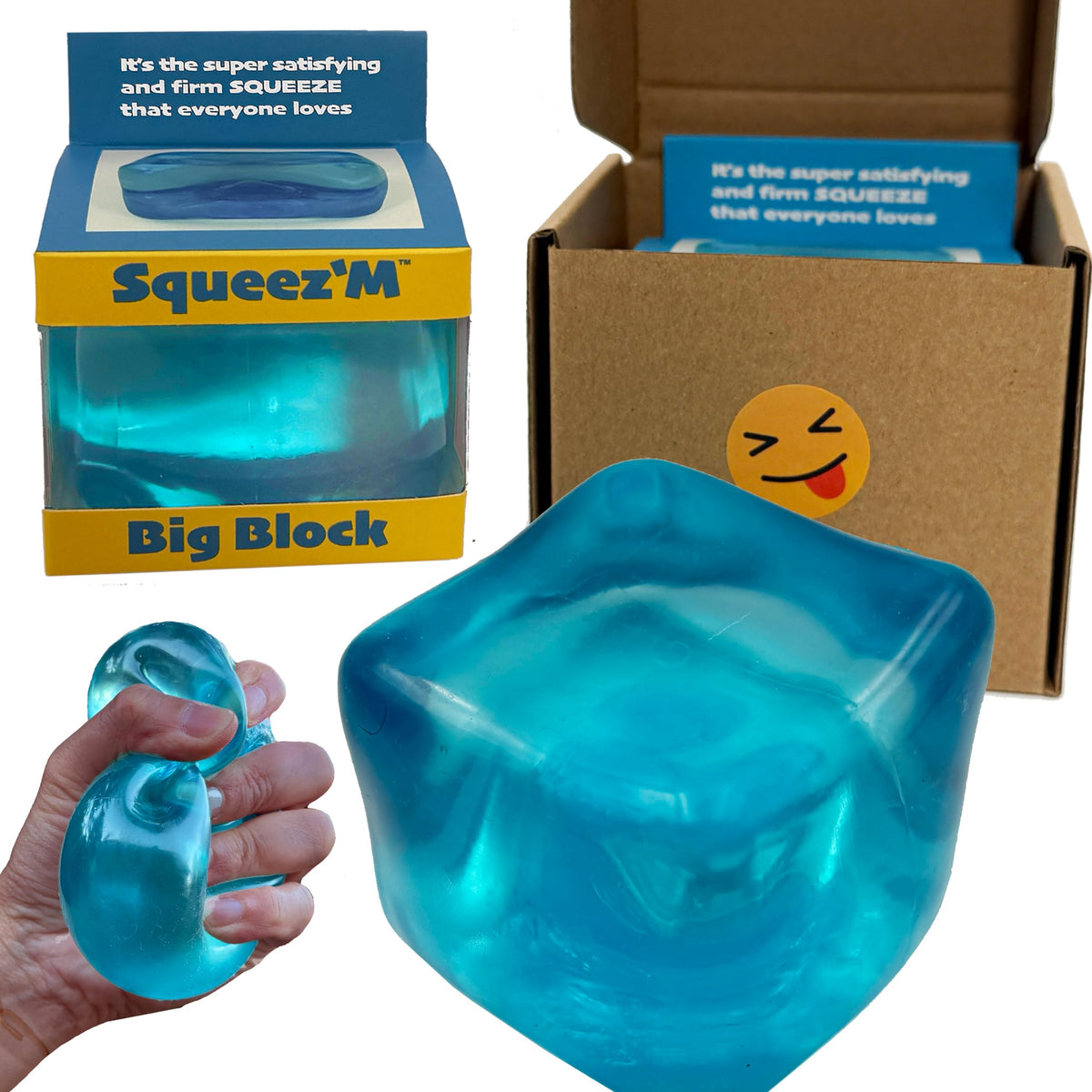 Premium Big Block Squeez'M Cube – 35% Larger Than The Standard Squishy Cube, Toy for Kids & Adults - Sensory Fidget for Stress Relief, Focus & Play – Colorful, Durable, Gift-Ready – ASTM Certified 3+