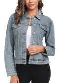 Miss Moly Women's Denim Jacket Classic Button Up Jean Grey Blue M